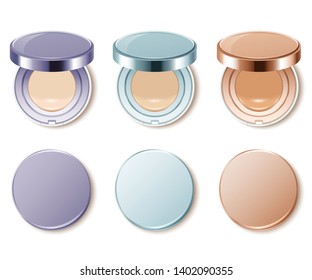 Cushion compact foundation packaging template : Vector Illustration