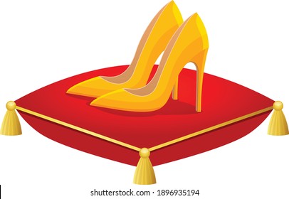 A cushion and High heel shoes vector art and illustration