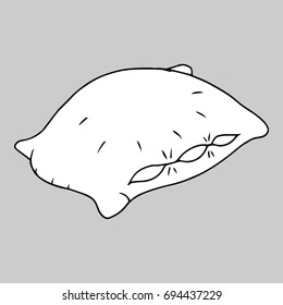 Cushion icon. Soft pillow on a gray background. Vector illustration.