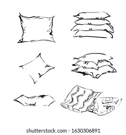 cushion of the sketch vector. black and white on a white background. hand-drawn. outline coloring book outline.