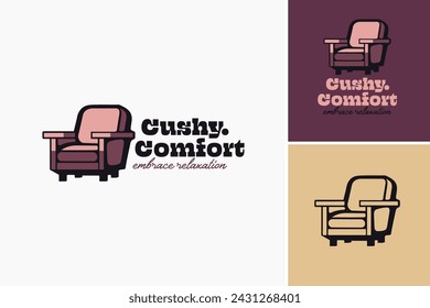 Cushy Comfort Sofa Logo design template. Perfect for interior design concepts, furniture advertisements, and home decor blogs.