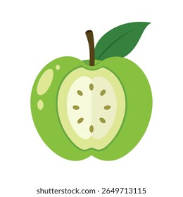 Custard Apple Fruit Halved and Whole in Clean Vector Style