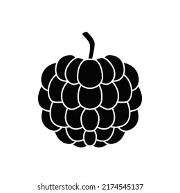 Custard apple fruit icon in black flat glyph, filled style isolated on white background