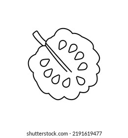 Apfelfruchtsymbol im Linienstil, einzeln auf weißem Hintergrund