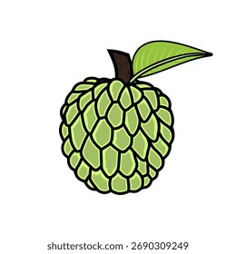 fruto de maçã de creme e folhas ilustração vetor