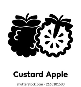 Custard apple glyph icon, Vector, Illustration.