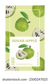 Plantillas de diseño de embalaje de natillas de manzana, Ilustración vectorial de estilo de acuarela.