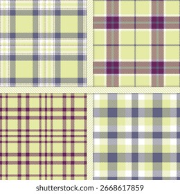 Custard, Blue and Light Peach seamless pattern set of 4