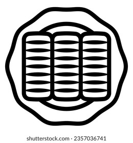Custard buns line icon, french food concept, cream buns vector sign on white background, cream roll outline style for mobile concept and web design. Vector graphics