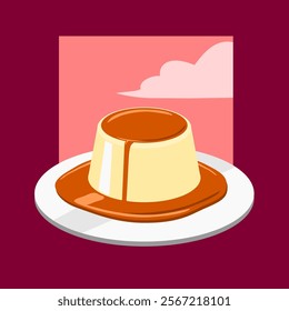 Custard Caramel Pudding Vector Art