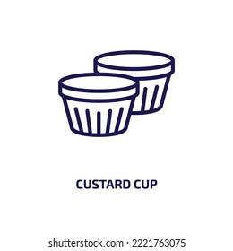 custard cup icon from kitchen collection. Thin linear custard cup, custard, cream outline icon isolated on white background. Line vector custard cup sign, symbol for web and mobile