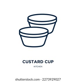 custard cup icon from kitchen collection. Thin linear custard cup, custard, cream outline icon isolated on white background. Line vector custard cup sign, symbol for web and mobile