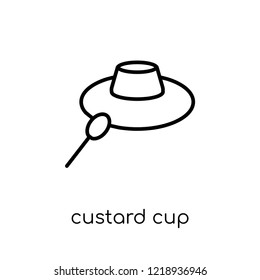 custard cup icon. Trendy modern flat linear vector custard cup icon on white background from thin line Kitchen collection, outline vector illustration