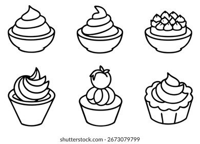 pudding line art einfach und elegant design