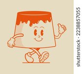 Custard Pudding Character, Retro Mascot Character