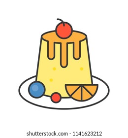 custard pudding, sweets and pastry set, filled outline icon