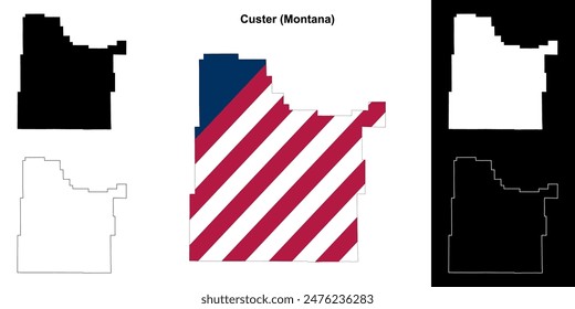 Custer County (Montana) outline map set