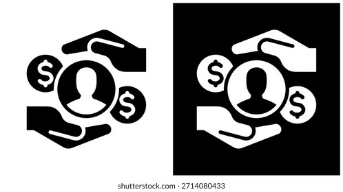 Conjunto De Iconos De Custodio En Fondo Blanco Y Negro