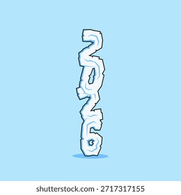 Diseño personalizado de números 2026 con un estilo limpio y congelado y un contorno audaz, creado como una Ilustración vectorial plana adecuada para gráficos de año, calendarios, saludos, diseños digitales y proyectos visuales creativos.