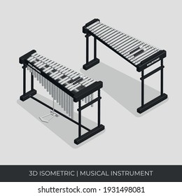 Angepasstes 3D-Isometrie-Kolintang-Vektorset