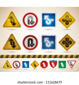 Custom abstract icons set to illustrate different directions