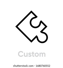 Custom ad block icon. Editable line vector. Part of the puzzle, jigsaw, individual special symbol. Single pictogram.