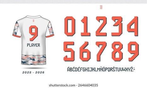 alfabeto personalizado e número definido com base no projeto de camisa 2025-2026 do bayern munich germany football club conhecido como The Bavarian. Inclui letras maiúsculas de A a Z, números de 0 a 9