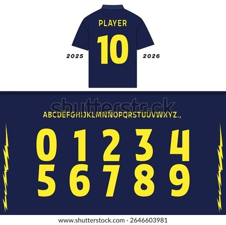 custom alphabet and number set based on the 2025–2026 away jersey design of Atletico Madrid spanish football club known as Mattress Makers. Includes A to Z uppercase letters, numbers 0 to 9