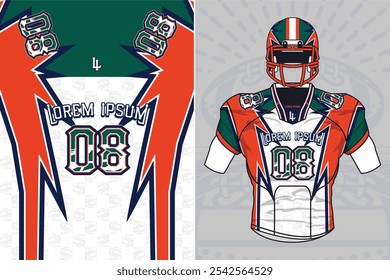 vista frontal personalizada do padrão da camisa dos esportes do futebol americano para o propósito da sublimação