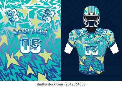 vista frontal personalizada do padrão da camisa dos esportes do futebol americano para o propósito da sublimação