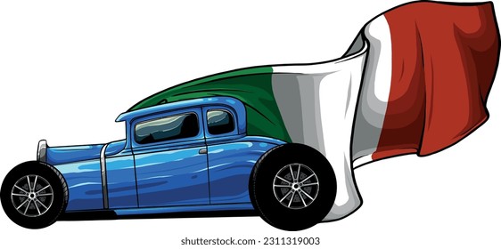 Custom American Hot Rod Car with italian flag