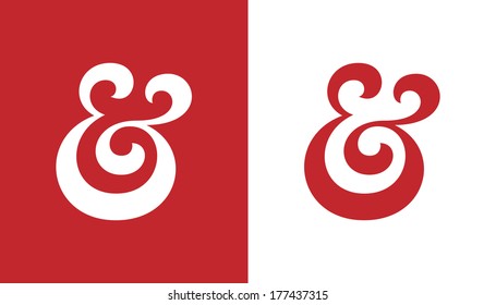 Custom ampersand. Hand drawn ampersand symbol for wedding invitation. Vector illustration