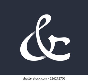 Custom ampersand with shadow. Vector illustration