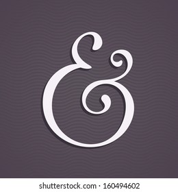 Custom ampersand with shadow for wedding invitation. Vector illustration