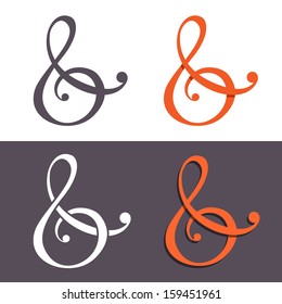 Custom ampersand for wedding invitation. Vector illustration of & sign