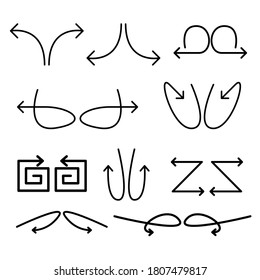 Custom arrows, direction arrows with abstract shapes. vector illustration