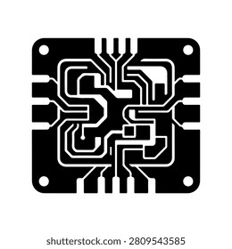 Custom ASIC Chip Silhouette Vector Icon