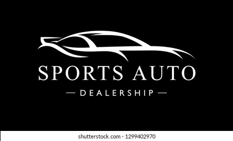 Custom auto sports car dealership logo. Motor vehicle silhouette super car design. Vector illustration.