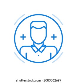 
Custom avatar vector line icon. Social web portrait of character in circle. Online applications for element communication and dating. Creative profile of person in personal account.