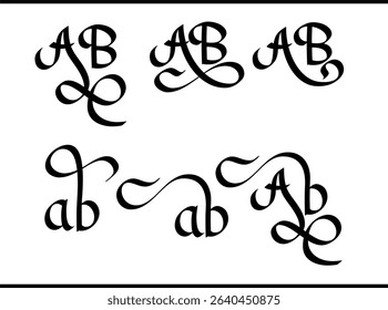 Custom A and B Overlapped Monogram Logo Designs for Businesses, Stylish AB Logo Concepts