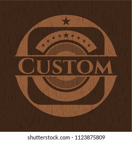 Custom badge with wooden background
