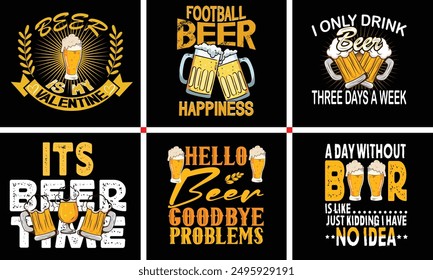 custom beer glass t shirt design bundle 