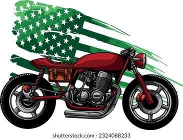 custom bike Cafe racer motor bike with american flag