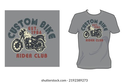 Custom bike Rider Club Est.1986 Vintage Brocken Vector Art T- Shirt Design