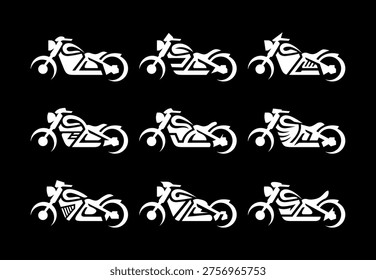 Custom biker logo set in vector bundle style.