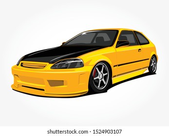 custom black yellow car art vector illustration