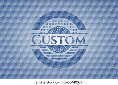 Tarjeta azul personalizada con fondo geométrico. Ilustración vectorial. Detallado.