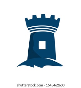 Custom Blue Castle Fortress logo vector design icon template