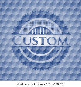 Custom blue emblem with geometric background. Custom blue emblem with geometric background.