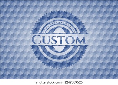 Custom blue polygonal emblem.